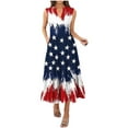 thumbnail image 1 of Tnhcen 4th of July Tie Dye Maxi Dress, Women's Sleeveless V - Neck Tank Dress with Pockets, American Flag Print Casual Summer Dress for Women 4th of July Celebration, S - 2XL, 1 of 6