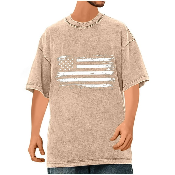 Tnhcen 4th of July Men's Fashion USA Flag Graphic Tee Summer Novelty Fit Patriot Shirt S-2XL