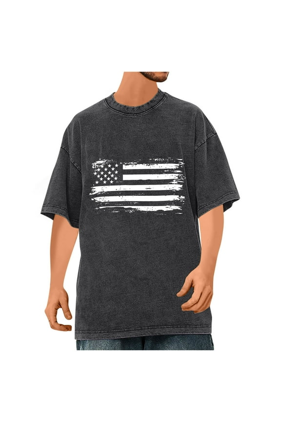 4th of July Men's Fashion USA Flag Graphic Tee Summer Novelty Fit Patriot Shirt S-2XL