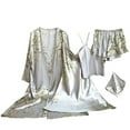 thumbnail image 1 of Tnhcen 5 Piece Women's 2025 Floral Print Satin Pajamas Set Nightgown Robe Cami Shorts Sleepwear Homewear Set S-XL, 1 of 2