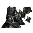 thumbnail image 1 of Tnhcen 5 Piece Women's 2025 Floral Print Satin Pajamas Set Nightgown Robe Cami Shorts Sleepwear Homewear Set S-XL, 1 of 2