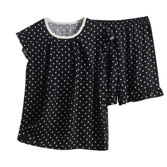 Tnhcen Big & Tall Ladies' Printed Pajama Set Vibrant Crew Neck Tank Top Relaxed Shorts Stretchy 2-Piece Sleepwear Fits XL-8XL