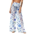thumbnail image 1 of Tnhcen Bohemian Style 100% Polyester Chiffon Printed Lightweight Sun Protection Beach Cover - up Pants Wide - leg Trousers for Women S - 2XL, 1 of 7
