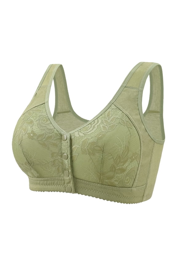 Bras for Woman Oversized Wireless Bra Glossy Push Up Front Button Underwear Bra Underwire Bikini Top Underwear Underwear for Women Naughty, Green, 95