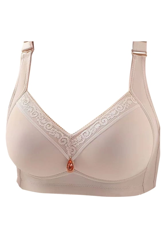 Bras Women's Large Size Non-Steel Ring Gathering Comfortable Breathable Underwear (Extended Clasp Added) Underwire Bras for Women Underwear Cute Lingerie, Gray, 40