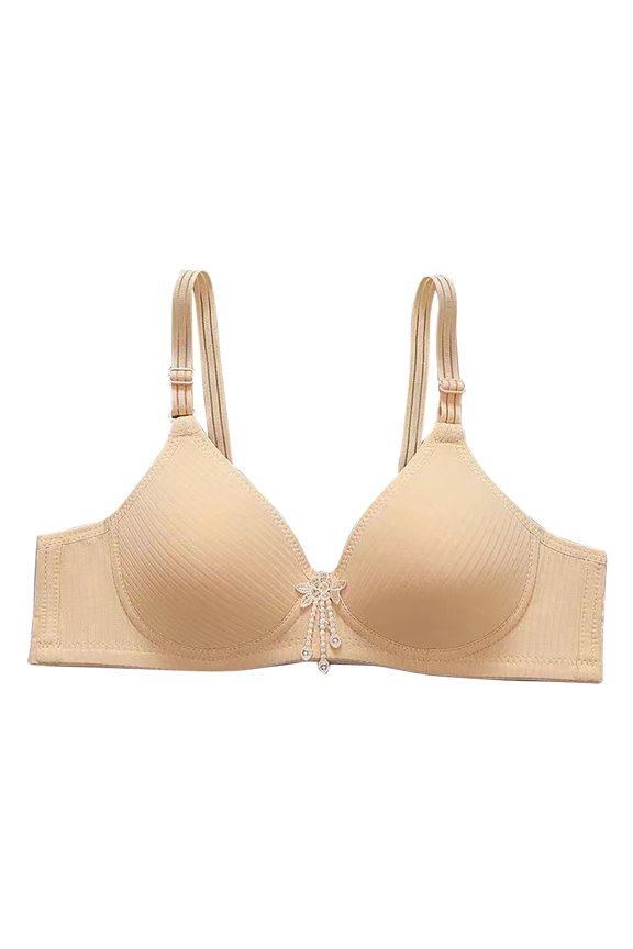 Bras Women's Non-Steel Ring Gathering Comfortable Breathable Underwear Daily Bra Strapless Bra No Underwire Womens Underwear Honeymoon Lingerie for Women, Beige, 38