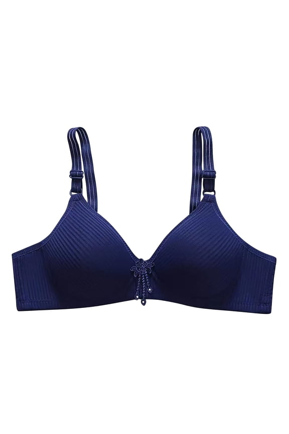 Bras Women's Non-Steel Ring Gathering Comfortable Breathable Underwear Daily Bra Strapless Bra No Underwire Womens Underwear Honeymoon Lingerie for Women, Dark Blue, 34