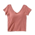 thumbnail image 1 of Tnhcen Built-In Bra Cotton Cami V-Neck Sleepshirt & Seamless Base Layer Supportive Lounge Top S-XL, 1 of 9