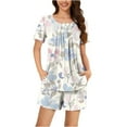 thumbnail image 1 of Tnhcen Casual Women's Nightdress Set Short Sleeve Round Neck Blouse and Shorts Homewear Ensemble S-3XL, 1 of 6