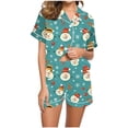 thumbnail image 1 of Tnhcen Christmas Pajamas for Women Two-Piece Pajama Set Holiday Sleepwear Short Sleeve & Short Pant Festive Snowflake Print Womens Pajamas Set Button Up Top with Pocket, 1 of 9