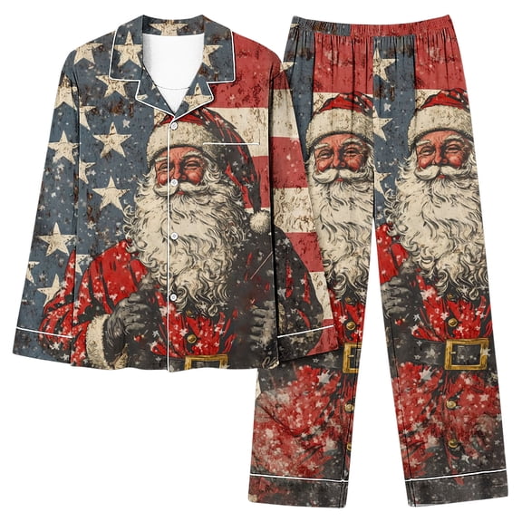 Tnhcen Christmas Themed Pajamas Set for Women Soft V-Neck Button Shirt and Pants Elegant Nightwear Cozy Home Clothes S-3XL