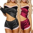 thumbnail image 1 of Tnhcen Color Block Satin Pajama Set Women's Contrast Trim Camisole & Shorts (S-XL) Sexy Comfortable, 1 of 2