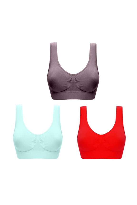 Compression Sports Bra Underarm-Smoothing with Seamless Stretch Wireless Lightly Lined Comfort Bra Womens Bras No Underwire Full Support Underwear Separatec Everyday, Red, M