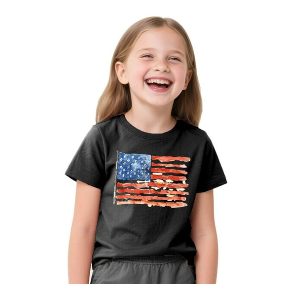 Tnhcen Cotton Kids Printed T-Shirts Youth Boys Girls Short Sleeve Crew Neck Casual Graphic Tees TopsXS-XL