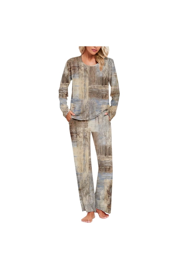 Cute Pajama Sets for Women Long Sleeve Lounge Top and Cozy Bottom Pant Nightwear Set Homewear S-3XL