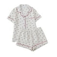 thumbnail image 1 of Tnhcen Elegant Trendy Women's 2 Piece Nightdress Set Summer Cooling Print Short Sleeve Button Up Sleep Pjs S-XL, 1 of 4
