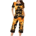 thumbnail image 1 of Tnhcen Enchanting 2-Piece Halloween Pajamas Women Short Sleeve Pjs with Perfect Capri Pants Pockets Lounge Wear​ S-3XL, 1 of 4