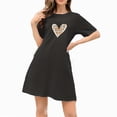 thumbnail image 1 of Tnhcen European Style Milk Silk Double Brushed Heart Print Short Sleeve Sleepwear Dress | Summer Thin Crewneck Pajamas | Plus Size S-XL, 1 of 5