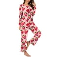 thumbnail image 1 of Tnhcen Festive Pajamas Set 2 Piece Cute Christmas Strawberry Print V-Neck Long Sleeve Pants Cozy Loungewear Snug Home Clothes for Women S-3XL, 1 of 6