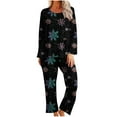 thumbnail image 1 of Tnhcen Festive Printed Long Sleeve Pajamas for Women Christmas Graphic Crew Neck Soft Pjs Nightwear Lounge Home Clothes​ S-2XL, 1 of 6