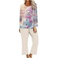 thumbnail image 1 of Tnhcen Festive Women's 2-Piece Pajamas Set Long Sleeve Crew Neck Top Pants Christmas Print Nightwear Lounge Home Clothes S-2XL, 1 of 4