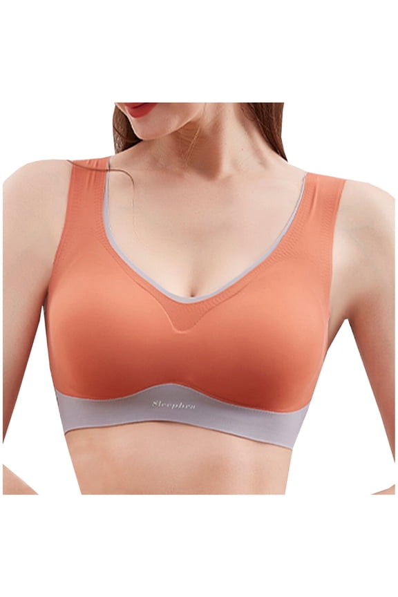 Sports Bra Wire Free Underwears Base Vest Style Sports Underwear Compression Underwear Women Womens Underwear, Orange, M