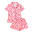 thumbnail image 1 of Tnhcen Girls & Women's Cute Flower Print Pajamas Set Silk Satin Button-Down Sleepwear 2 Piece Nightwear Set 3 Years - Women XXL S-2XL, 1 of 9