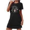 thumbnail image 1 of Tnhcen Halloween Fun for All Plus Size Funny Cartoon Print Short Sleeve Sleep Dress Round Neck Stretchy Polyester Spandex S-2XL for Shared Costumes, 1 of 5