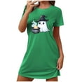 thumbnail image 1 of Tnhcen Halloween Party Essential Plus Size Cartoon Print Short Sleeve Sleep Dress Round Neck Soft Polyester Spandex S-2XL for Stylish Comfort, 1 of 5