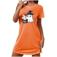 thumbnail image 1 of Tnhcen Halloween Party Essential Plus Size Cartoon Print Short Sleeve Sleep Dress Round Neck Soft Polyester Spandex S-2XL for Stylish Comfort, 1 of 5