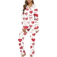thumbnail image 1 of Tnhcen Heart Print Home Clothes For Women Set Long Sleeve Button Down Pjs Set Loungewear Sets Sleepwear Nightwear, 1 of 8