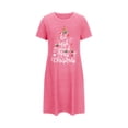 thumbnail image 1 of Tnhcen Holiday Plus Size Sleep Dress Funny Christmas Print Short Sleeve Round Neck Short Length Stretchy Polyester Spandex S-2XL for Cozy Nights, 1 of 5