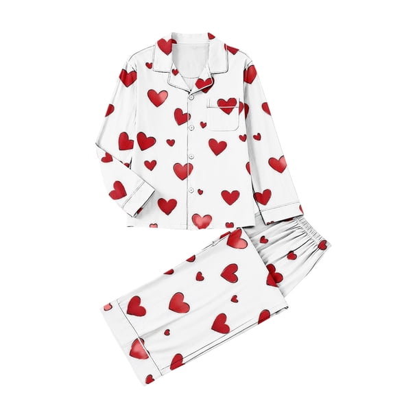 Tnhcen Holiday Women’s Valentine's Day Print Pajama Set Long Sleeve Button Front Pajamas Pants Soft Elegant Loungewear Pjs Home Clothes S-3XL