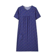 TNHCEN House Dresses for Women's Cotton Print Short Sleeve House Coat Dusters Robe with Pockets XL-3XL