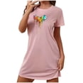 thumbnail image 1 of Tnhcen Inclusive Casual Loungewear – Short Sleeve Crew Neck Sleep Dress with Fun Pattern Stretchy Polyester Spandex S-2XL for All Sizes, 1 of 7