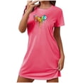 thumbnail image 1 of Tnhcen Inclusive Casual Loungewear – Short Sleeve Crew Neck Sleep Dress with Fun Pattern Stretchy Polyester Spandex S-2XL for All Sizes, 1 of 7