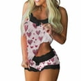 thumbnail image 1 of Tnhcen Lace Spliced Nightgown Set Women's Valentine's Day 2-Piece Print Sling Pajamas Sleeveless Tank Shorts Gorgeous Alluring Home Clothes Set S-2XL, 1 of 5
