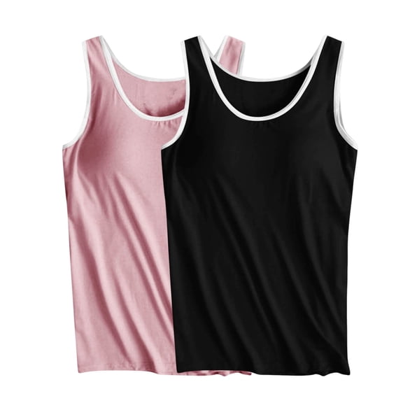 Tnhcen Ladies Camisole with Chest Pad No Steel Rings Bottom Underwear Sleeveless Shirts for Women Sleepwear for Women Nightwear for Ladies Tank Tops for Women Plus Size Black