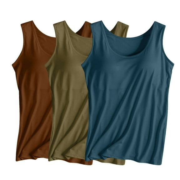 Tnhcen Ladies Camisole with Chest Pad No Steel Rings Bottom Underwear Yoga Sports Camisole Long Vest for Women Sleeveless Sleepwear for Women Plus Size Nightwear Women Tank Tops