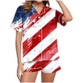 thumbnail image 1 of Tnhcen Ladies Independence Day Pajama Set Soft Cotton Short Sleeve Button Down Shirt Comfy Sleep Shorts Nightwear​ S-2XL, 1 of 7