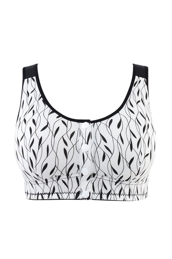 Ladies Traceless Comfortable No Steel Ring Breathable Gathering Front Opening Buckle Bra Woman Underwear Underwired Tankani Plus Sized Underwear Separatec Everyday, Black, S