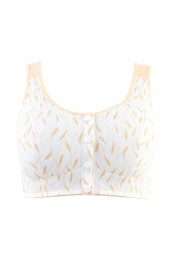 Ladies Traceless Comfortable No Steel Ring Breathable Gathering Front Opening Buckle Bra Woman Underwear Underwired Tankani Plus Sized Underwear Separatec Everyday, Beige, M