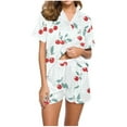 thumbnail image 1 of Tnhcen Lounge Short Sleeve Pajamas Set Women's Button Down Short Sleeve Top Comfy Pjs Homewear​ S-2XL, 1 of 7