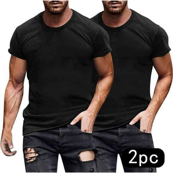 Tnhcen 2-Pack Men's Casual Crewneck Short Sleeve T-Shirts - Summer Basic Tees for Men S-3XL Plus Size Loose Fit Comfortable Cotton Tops