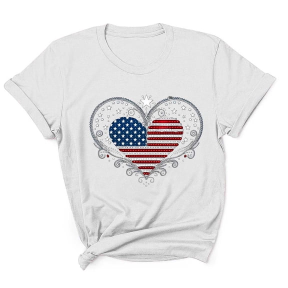 Tnhcen Men's 4th of July USA Flag Graphic Tee Summer Patriotic Novelty V-Neck Cotton Shirt S-3XL
