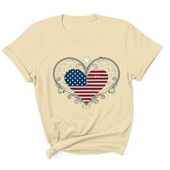 Tnhcen Men's 4th of July USA Flag Graphic Tee Summer Patriotic Novelty V-Neck Cotton Shirt S-3XL