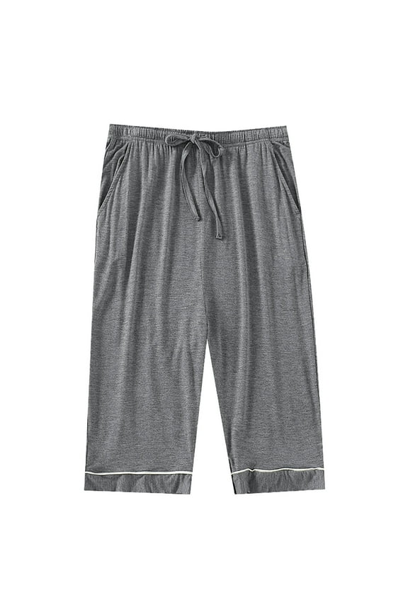 Men's 7 Inch Modal Cotton Poly Pajama Shorts Elastic Waistband Plus Size Casual Sleepwear Home Pants