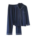 thumbnail image 1 of Tnhcen Men's Cotton Pajama Set Long Sleeve Turn - Down Collar Solid Color Fall Winter Warmth Relaxed Fit Pocket Design Men's Sleepwear Cozy Loungewear for Guys M - XL, 1 of 3