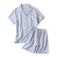 thumbnail image 1 of Tnhcen Men's Cotton Pajama Set Short Sleeve V Neck Casual Sleepwear Pajama Shorts for Men Breathable Comfortable Bedwear Loungewear Pj Set Men's Sleepwear Outfit M - XL, 1 of 3