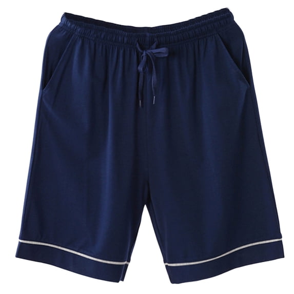 Tnhcen Men's Cotton Pajama Shorts Loose Fit Elastic Waistband Casual Sleepwear Plus Size L - 4XL Black White Trim Lounge Pants Comfortable Bed Shorts for Bedroom Home Wear